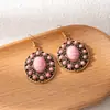 Pendientes Exagerados de Estilo Occidental con Turquesa Transfronterizos para Mujer, Pendientes Geométricos Retro Tachonados de Diamantes, Pendientes Elegantes de Estilo Bohemio