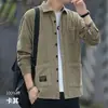 Camisa de trabajo de negocios para hombre de temporada de primavera y otoño, chaqueta cárdigan de manga larga, camisa de trabajo casual versátil, estilo de moda transfronterizo