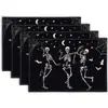 Manteles individuales de lino transfronterizos con renos navideños, tapetes de mesa, posavasos, tapetes para tazas de café, decoraciones navideñas, tapetes resistentes a las manchas y con aislamiento térmico