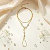 Adornos Transfronterizos Europeos y Americanos Estilo Minimalista de Moda Pulsera Versátil de Doble Cara con Pedrería para Mujer Pulsera de Dedo Conectada con Pedrería Incrustada de Múltiples Capas
