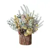 2026 Árbol de Navidad de Escritorio de Amazon Decoraciones Navideñas DIY Corteza de Pino Simulada Adornos de Árbol en Barril de Madera en Stock