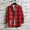 Camisa Xadrez Masculina Manga Longa Estilo Coreano Solta Moderna Bonita Tamanho Grande Jaqueta Estudante Primavera e Verão Nova Camisa Masculina