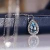 Collar Coreano de Aguamarina Natural Femenino Elegante Simple Versátil Elegante Circonita Azul Claro Colgante de Gota de Agua Cadena para Clavícula