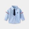 Nueva Camisa de Manga Larga para Niños Todo Fósforo Primavera y Otoño Azul Ropa Infantil para Niñas Niños Medianos y Grandes Camisa Top Neita