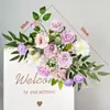 Celebración de Boda Banquete de Compromiso Letrero de Bienvenida Tablero KT Decoración Floral Artificial Arreglo de Flores Artificiales Ceremonia de Entrega Ambiente