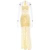 Comercio Exterior Europeo y Americano Verano 2026 Elegante Vestido Largo de Encaje con Cuello Halter Moda Sexy sin Mangas Espalda Descubierta Ajustado para Mujer