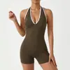 Body Hot-Selling Cruzado com Gola Halter, Estilo Europeu e Americano Cruzado Body Sexy Fitness com Controle de Barriga Costas Abertas para Dança e Esportes