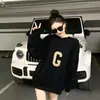 Sudadera Gruesa con Forro de Polar, Cuello Redondo, Estilo Harajuku Bf para Estudiantes Mujeres, Top Holgado, Chaqueta de Otoño e Invierno, Estilo Perezoso