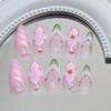 Flores Listradas Metálicas Brilho Francês Contas Douradas Meninas Branco Doce Gentil Elegante Moda Estilo Ins Manicure