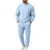 Conjunto esportivo casual de malha jacquard texturizada waffle liso para outono e inverno, masculino, europeu e americano, a pronta entrega