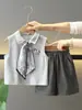 X227 Conjunto de Verano para Niños Nuevo Estilo Coreano Atractivo Chaleco Delgado sin Mangas para Niños Ropa de Verano para Bebés Conjunto de Dos Piezas Moderno