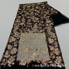 Novo Tecido de Malha com Lantejoulas Preto Dourado Estampado de Flores Vestido de Casamento Vestido Cheongsam Tecido Bordado Lantejoulas