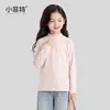 Little Fite Camada Base para Meninas Outono Inverno Médio e Grande Crianças Malha de Mistura de Liocel Camiseta de Manga Longa Roupa Íntima Infantil Top