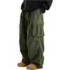 2026 Pantalones Casuales de Verano para Hombre Transfronterizos de Color Sólido con Múltiples Bolsillos Elegantes Sueltos de Pierna Recta Ropa de Trabajo Versátiles Pantalones Largos Venta al por Mayor