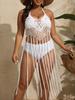 Nuevo Vestido de Tirantes con Lentejuelas y Empalme Transfronterizo Europeo y Americano para Mujer de Talla Grande, Vacaciones, Flecos Largos, Cubre Bikini