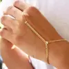 Pulsera Popular de Metal con Mitones Transfronteriza, Cadena de Mano Sencilla de Verano para Mujer Incrustada con Diamantes de Alta Gama, Joyería de Mano Punk Hip-Hop