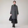 Nuevo abrigo de lana de doble cara de un solo botón para mujer para otoño e invierno, de longitud media, cuello alto, chaqueta elegante y versátil