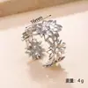 Anel de Titânio Moda Europeia e Americana para Mulheres, Não Desbota, Personalidade Hip Hop, Flores Prensadas a Óleo, Anel de Aço Inoxidável, Anel de Dedo Aberto