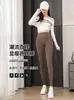 Yuxi 6631 Calça Barbie Ultra-Fina com Controle de Barriga e Levanta Bumbum Tecido de Camada de Ar Sem Costura Calça de Yoga Alta Elasticidade Calça Tubarão Mascarada