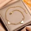 Estilo Francês Simples Moda Pendular Pequeno Versátil Aço Titânio Pulseira Feminina Estilo Frio Diamante Amando Concha Branca Camada Dupla Empilhada