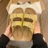 Pantuflas Birkenstock de suela gruesa para mujer, para uso exterior en verano, nuevo super hot 2026, hebilla de cuero, chanclas casuales de moda para la playa, para usar con faldas