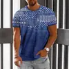 Camiseta de Manga Corta con Estampado 3D Estilo Étnico Retro Europeo y Americano 2025 Nueva Primavera y Verano para Hombre Cuello Redondo Ojo de Horus