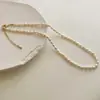 Corrente de clavícula de pérola barroca natural feita à mão em ouro 14k com detalhes em ouro milheto colar curto retrô para fashionista feminina