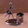 Caneta Banda Homem de Ferro Porta-canetas Enfeites Música Pequeno Homem de Ferro Enfeites de Personagem de Metal Modelo Decoração Artesanato de Mesa