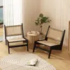 Poltrona Individual Estilo Wabi-Sabi, Cadeira com Encosto de Rattan Trançado Vintage para Casa de Hóspedes, Poltrona Reclinável Preguiçosa de Design para Varanda de Casa