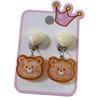 Pendientes colgantes de moda para niñas, accesorios de resina, lindas galletas, dulces, flores, conejos, gatos, osos, clip para las orejas de dibujos animados