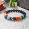 Venta Caliente Europea y Americana Cilíndrico Cubo de Piedra Cuentas Forma de Piedra Volcánica Pulsera Pulsera Simple Retro Atmosférico Negro Mate Pulsera para Hombres