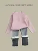 Suéter Base de Forro Polar para Niñas 2026 Otoño/Invierno Nuevo Estilo Bebé Infantil Estilo Coreano Cuello SemiAlto Ropa Interior para Bebé Tejido