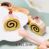 Rollo de piel de tigre de resina de imitación, pastel de fresa, accesorios de juego de comida, crema de pegamento para bricolaje, funda de teléfono móvil, tapón antipolvo, accesorios