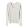 Blusa de Lã Tricotada Feminina Slim Fit de Manga Longa para Primavera e Outono para o Trabalho