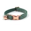 Mizha jefe nuevo estilo británico excremento de pato verde terciopelo collar de campana para gato lindo collar de gato pajarita de gato