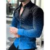 2023 Camisa Casual Masculina Nova Tendência Europeia e Americana com Estampa Digital 3D de Personalidade Manga Longa Camisa Tamanho Grande para Homens