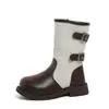 Otoño 2026 Nuevo Estilo Moda Infantil Botas de Cuero a Media Pantorrilla Estilo Coreano Botas de Suela Suave de Princesa Calzado Infantil Botas de Cuero