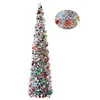 Árbol de Navidad Plegable Nuevo Transfronterizo 150 cm Árbol de Navidad Rosa Colorido Árbol Telescópico Denso Adorno de Decoración para el Hogar