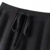 Pantalones de lana 100% australiana de pierna ancha para mujer, ropa exterior de otoño e invierno, pantalones de punto hasta el suelo, de cintura alta, holgados, con caída, pantalones rectos extralargos