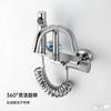 Grifo para Fregadero de Trapeador Todo Cobre con Grifo de Agua Fría Único y Pistola Rociadora, Cuello Expuesto Extendido para Balcón, Diseño Minimalista Montado en Pared