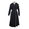 Comércio Exterior Roupas Femininas 2023 Outono Novo Ruili Gola Lapela em V Elegante Cintura Afinando Visual Design Plissado Mangas Longas