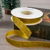 Cinta de Terciopelo Navideña con Lentejuelas en Stock para Decoración - Accesorios de Moño de Cinta Roja y Verde