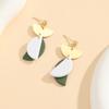 Pendientes de arcilla polimérica para mujer con color de contraste más vendidos transfronterizos, semicirculares de aleación, estilo europeo y americano exagerado para vacaciones largas, sencillos y a la moda