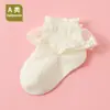 Calcetines para Bebé Primavera y Otoño Estilo Nuevo Transpirables Algodón Peinado Grado A Calcetines con Bordado de Encaje para Niñas de Caña Media Venta al por Mayor 5