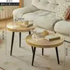 Mesa de centro creativa estilo nórdico transfronteriza para sala de estar, diseño minimalista, adecuada para apartamentos pequeños, tablero redondo, con un diseño que se asemeja a los anillos de los árboles