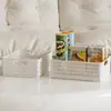 Cesta de Almacenamiento Plegable Gabinete de Cocina Artículos Varios Caja de Almacenamiento para Snacks Caja de Almacenamiento de Escritorio para el Hogar Cesta de Almacenamiento de Plástico Blanca