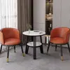 Mesa e Cadeiras Casuais Mesa de Negociação Simples Moderna Conjunto de Três Peças para Varanda Cadeira Única Mesa Redonda Pequena para Loja de Chá com Leite Cadeira de Jantar para Casa