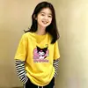 Camiseta base de rayas para niñas, tipo dos piezas, adecuada para niños mayores en primavera y otoño, versátil y elegante, top de algodón puro de manga larga para niños
