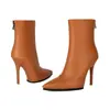 Botas Martin de cor sólida, tamanho grande para exportação, tamanhos 35-41 para mulheres, outono e inverno, bico fino, corte baixo, sola de borracha macia, zíper traseiro