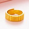 Anillo de apertura de la suerte para parejas de hombres y mujeres, estilo tienda de oro, chapado en cobre dorado arena dorada, oro puro 999, suministro de puesto